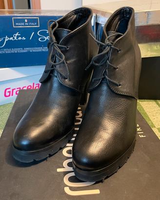 Scarpe Donna Pelle Nera 41 Tacco 10 Made in Italy