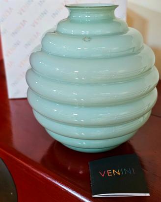 Vaso Venini Deco Verde RioGrande 29cm vetro Murano