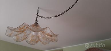 Lampadario anni 80 in vetro di Murano