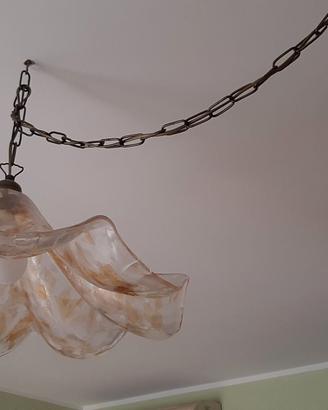Lampadario anni 80 in vetro di Murano