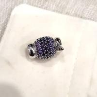 Chiusura per perle Sfera argento con zirconi Viola