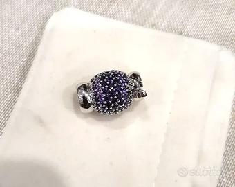 Chiusura per perle Sfera argento con zirconi Viola