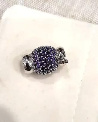 Chiusura per perle Sfera argento con zirconi Viola