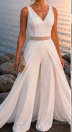 Tuta Sposa Avorio Chiffon  TG 44 NUOVA 