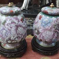 coppia potiché cloisonne'originale cinese