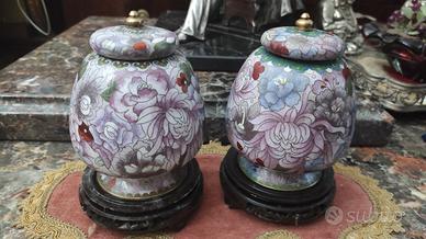 coppia potiché cloisonne'originale cinese