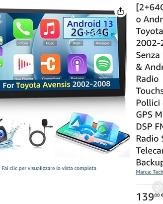 Autoradio Android 13 9" per Toyota Avensis 200-2/8