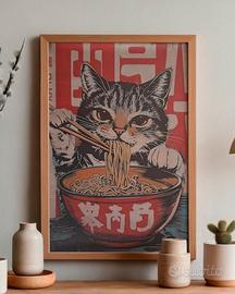 Poster su tela gatto Soriano stile vintage 30X40