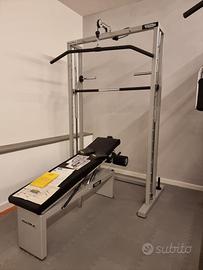 Multipla + panca Technogym, dischi e manubri