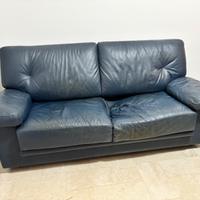 Divano 2 posti in similpelle blu scuro – 2 metri