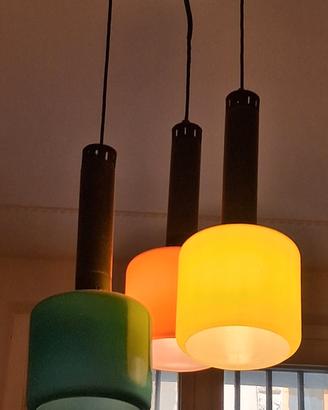 lampadario modernariato anni 60 vetro colorato 