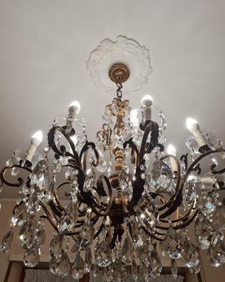 Lampadario a candelabro in cristallo