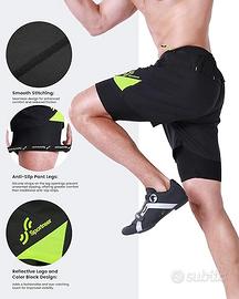 Pantaloni Da Ciclismo Sportneer Uomo - Imbottitura 4D, Tasca Rete, Design Addominale Comfort