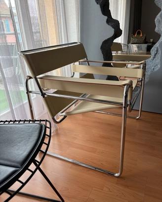 KNOLL Studio poltrona B3 WASSILY cuoio bianco