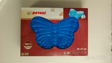 Tortiera farfalla silicone, blu, Pavoni