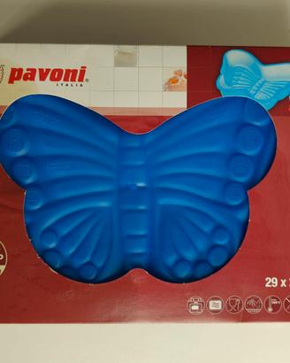 Tortiera farfalla silicone, blu, Pavoni