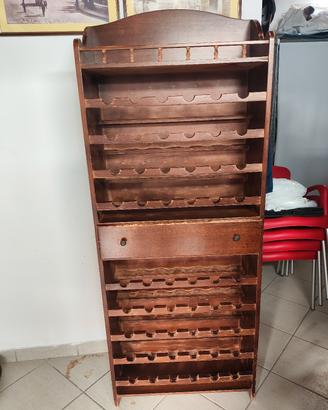 Porta bottiglie cantinetta mobile tinta noce legno