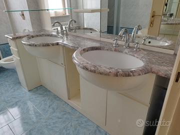 Mobile Bagno Doppio Lavabo in Marmo Pregiato