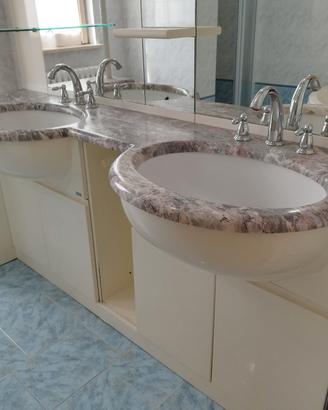 Mobile Bagno Doppio Lavabo in Marmo Pregiato
