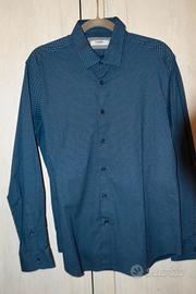 Camicia uomo Coveri fantasia micro pois blu