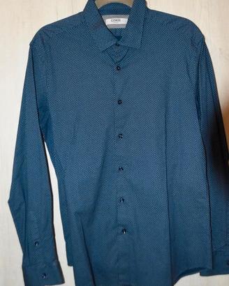 Camicia uomo Coveri fantasia micro pois blu