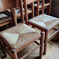 sedie in legno massello con seduta in paglia intre