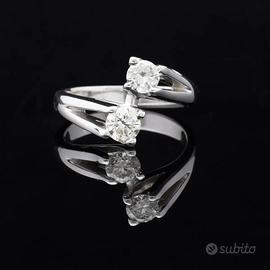 ANELLO CONTRARIE' ORO BIANCO 18KT BRILLANTI 0.85CT