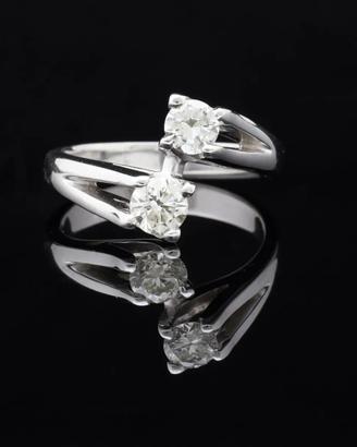 ANELLO CONTRARIE' ORO BIANCO 18KT BRILLANTI 0.85CT