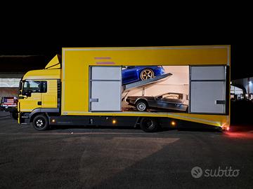 Man tgl 12.250 trasporto 2 auto chiuso + sponda E5