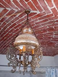 2 lampadari antichi in ottone