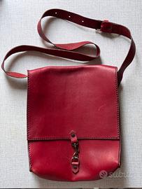 Borsa tracolla rossa vera pelle