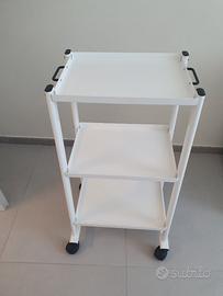 Carrello in metallo bianco a 3 livelli con ruote 