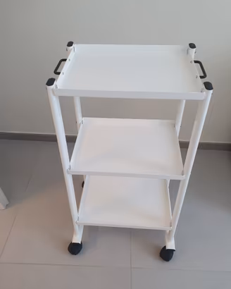 Carrello in metallo bianco a 3 livelli con ruote 