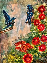 opera d'arte quadro originale di animali dipinto 