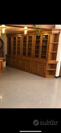 Mobile vetrina +libreria in castagno massiccio