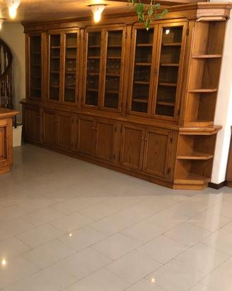Mobile vetrina +libreria in castagno massiccio