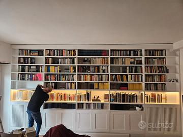 LIBRERIA CON LED LACCATA BIANCA