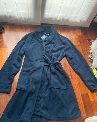 Vestaglia in pile blu con cintura – caldo e comodo