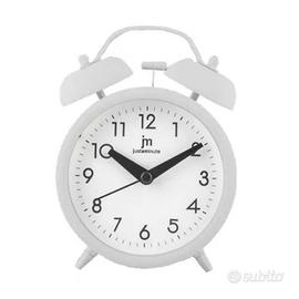 Sveglia retrò in metallo bianco da comodino