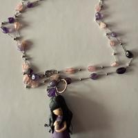 Collana artigianale ametista e quarzo rosa Gurgjus