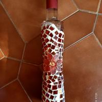 Bottiglia di liquore decorata con Decoupage vetro