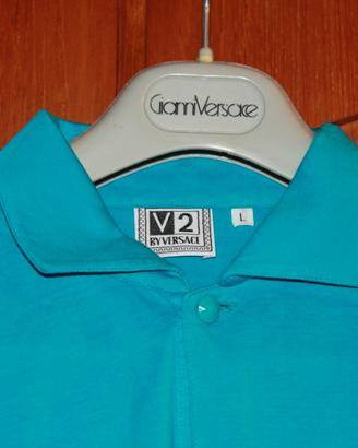 Polo Uomo Cotone Turchese VERSACE V2 Vintage