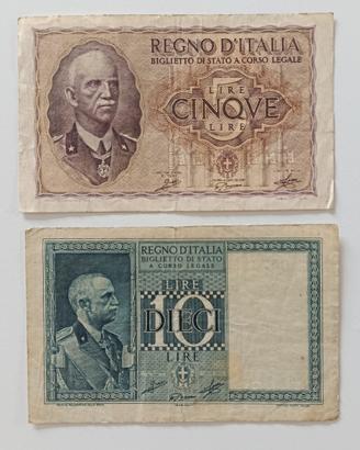 32# Banconote 5 e 10 Lire.