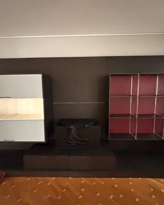Mobile soggiorno con base TV, libreria, credenza