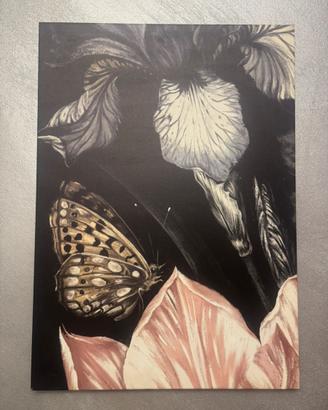 Quadro Design Fiori e Farfalle