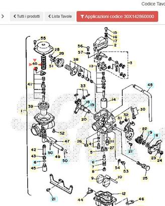 Molla valvola gas Yamaha TT 350 30X142860000