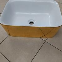 LAVABO D' ARREDAMENTO BIANCO/ORO DAMASCATO ITALY