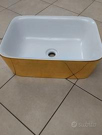 LAVABO D' ARREDAMENTO BIANCO/ORO DAMASCATO ITALY