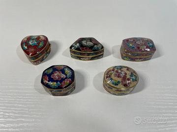 Scatole portapillole in miniatura cloisonne