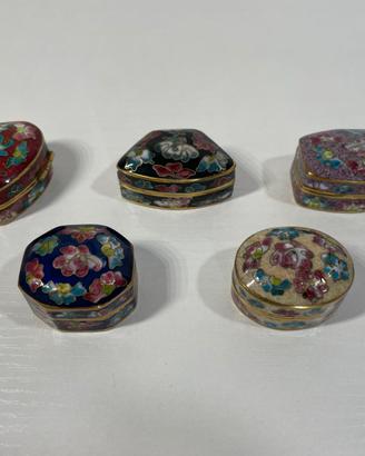 Scatole portapillole in miniatura cloisonne